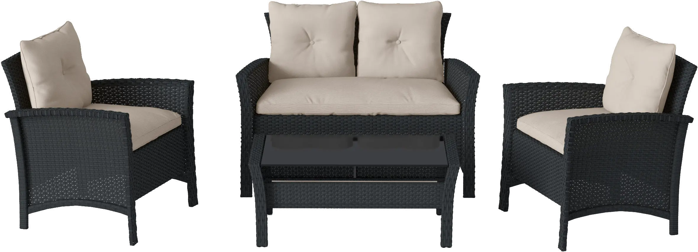 Cascade Black and White 4 Piece Wicker Furniture Set-2