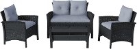 Black and Blue 4 Piece Wicker Furniture Set - Cascade-2