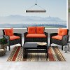 4 Piece Black and Orange Wicker Patio Set - Cascade