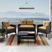 Black and Light Brown 4 Piece Wicker Furniture Set - Cascade-6