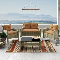 Gray and Brown 4 Piece Wicker Furniture Set - Cascade