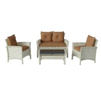 Gray and Brown 4 Piece Wicker Furniture Set - Cascade-7