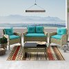 4 Piece Gray and Turquoise Wicker Patio Set - Cascade-1