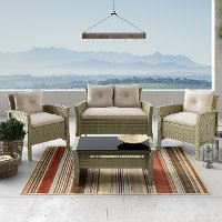 Gray and White 4 Piece Wicker Furniture Set - Cascade-6