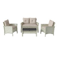 Gray and White 4 Piece Wicker Furniture Set - Cascade-7