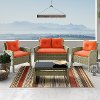 4 Piece Gray and Orange Wicker Patio Set - Cascade