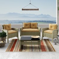 4 Piece Gray and Light Brown Wicker Patio Set - Cascade