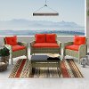 4 Piece Gray and Red Wicker Patio Set - Cascade