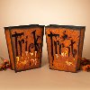 Distressed Metal Trick or Treat Luminaries - Set of 2