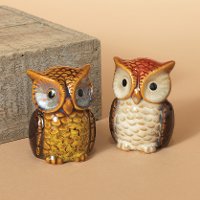 Multi-Color Stoneware Owl Salt and Pepper Shaker Set