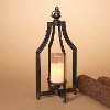 16 Inch Metal with Glass Candle Holder