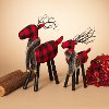 16 Inch Red and Black Plaid Plush Deer Figurine
