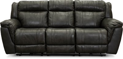 Charcoal Gray Leather-Match Manual Reclining Sofa - Trent