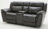 Charcoal Gray Leather-Match Manual Reclining Loveseat with Console - Trent-5