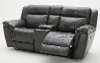 Charcoal Gray Leather-Match Manual Reclining Loveseat with Console - Trent-6