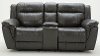 Charcoal Gray Leather-Match Manual Reclining Loveseat with Console - Trent-7