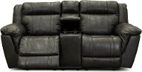 Gray Leather-Match Manual Reclining Console Loveseat - Trent-3