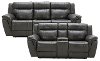 Gray Leather-Match Manual Reclining Living Room Set - Trent