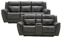 Gray Leather-Match Manual Reclining Living Room Set - Trent