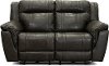 Charcoal Gray Leather-Match Manual Reclining Loveseat - Trent