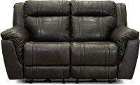 Charcoal Gray Leather-Match Manual Reclining Loveseat - Trent