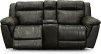 Gray Leather-Match Power Reclining Console Loveseat - Trent-2