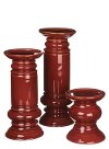 11 Inch Red Ceramic Pillar Candle Holder