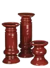 9 Inch Red Ceramic Pillar Candle Holder