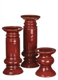 5 Inch Red Ceramic Pillar Candle Holder