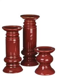 5 Inch Red Ceramic Pillar Candle Holder
