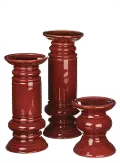 5 Red Ceramic Pillar Candle Holder
