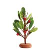 10 Inch Felt Green Leaf Tree with Red Berries On A Base