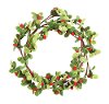 18'' Round Felt Red Berry Green Leaf Wreath