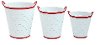 16 Inch White and Red Metal Olive Bucket with Handles