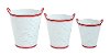 Clearance 14 Inch White and Red Metal Olive Bucket with Handles