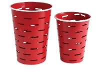 7 Inch Red Metal Olive Bucket with White Rim