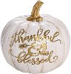 Cream and Gold Resin Thankful and Blessed Pumpkin