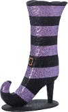 Purple and Black Metal Witch Boot Umbrella Holder