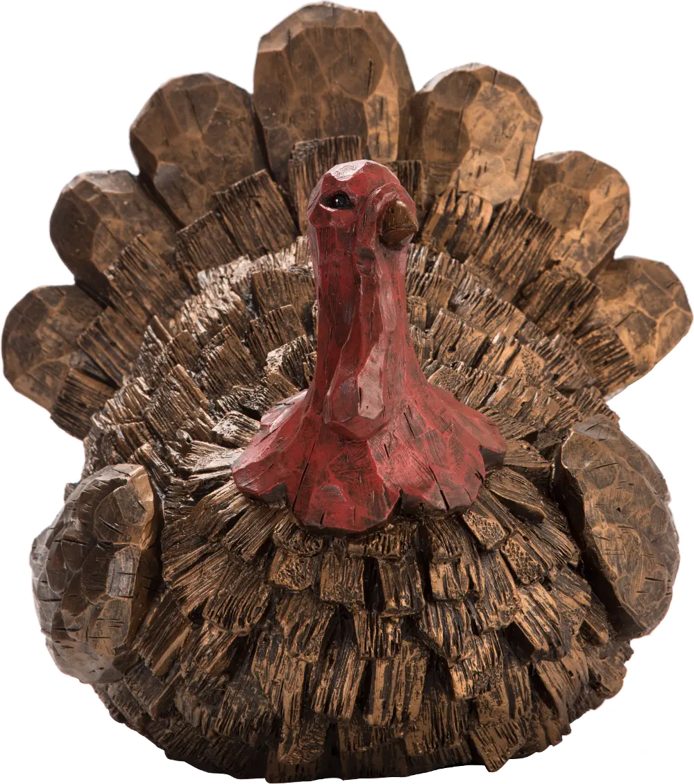 Brown and Red Resin Chiseled Turkey-1