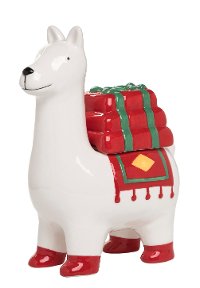 White 8 Inch Llama Ceramic Glass Container