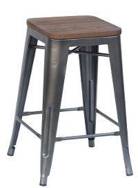 Metal Indoor/Outdoor Stacking Counter Height Stool (Set of 4) - Reservation Seating