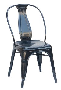 Set of 4 Black Metal Industrial Dining Chairs - Reservation Seating