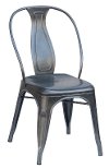 Set of 4 Gray Metal Industrial Dining Chairs - Reservation Seating