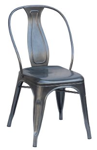 Set of 4 Gray Metal Industrial Dining Chairs - Reservation Seating