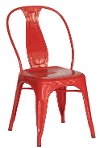 Set of 4 Red Metal Industrial Dining Chairs - Reservation Seating