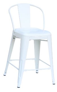 White Round Back Metal Counter Height Stool (Set of 4)