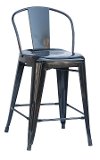 Black Round Back Metal Counter Height Stool (Set of 4)
