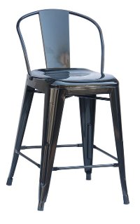 Black Round Back Metal Counter Height Stool (Set of 4)