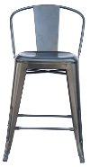 Charcoal Round Back Metal Counter Height Stool (Set of 4)