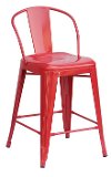 Red Round Back Metal Counter Height Stool (Set of 4)